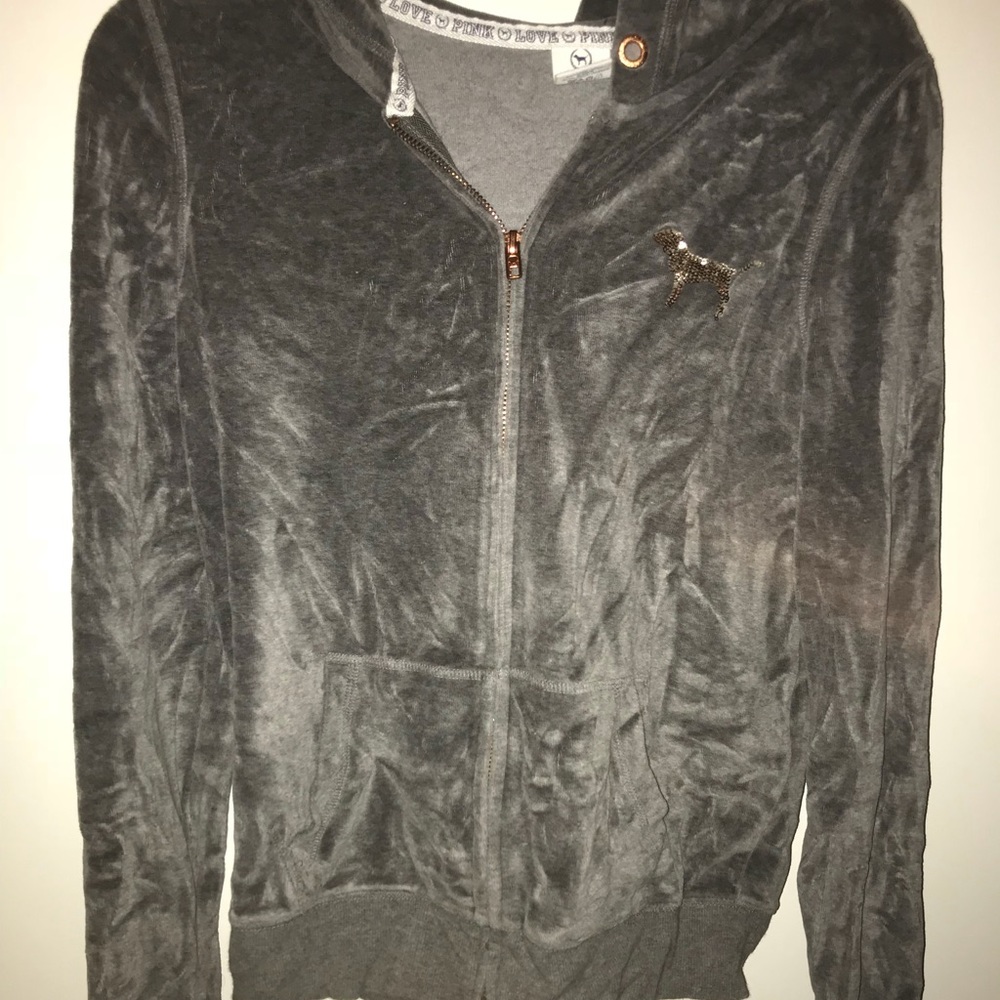 LAST CHANCE PINK Velour Zip Up Sweatshirt